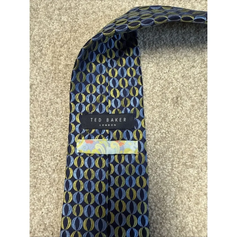 Ted Baker London Mens Silk Necktie‎ Green  Blue Electric Geometric Tie